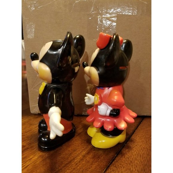 WDP Mickey And Minnie Piggy Banks Hard Plastic PVC Movable Arms Vintage - Picture 2 of 5